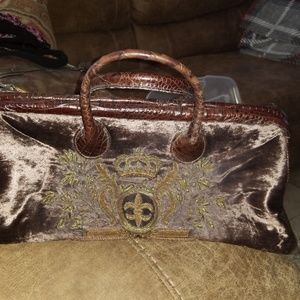 Vintage purse, brown velvet